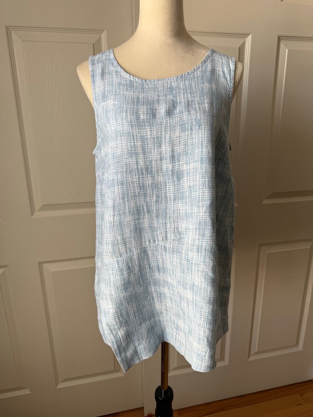 J.‎ Jill Pure Jill Blue Linen Asymmetrical Tunic Top Coastal Grandma Sz S Petite